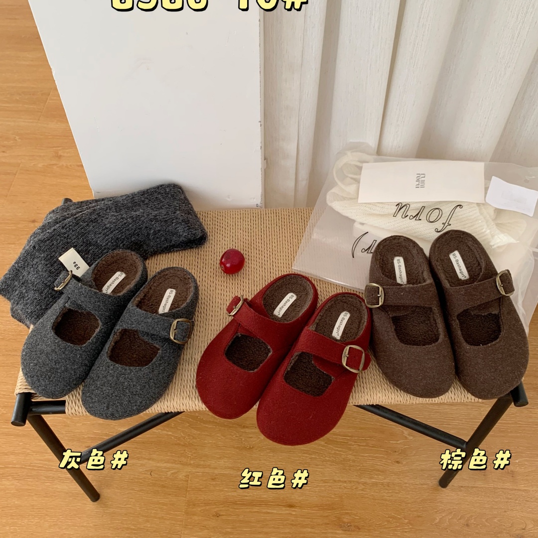 2025 New Winter Retro Birkenstock Half Slippers Women Korean Style Closed Toe Soft Sole Slip On Mules Fashion