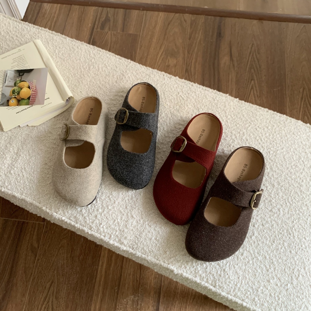 Cork Thick Sole Birkenstock Slippers 2025 New Autumn Forest Retro Flat Closed Toe Half Slippers Women Outdoor