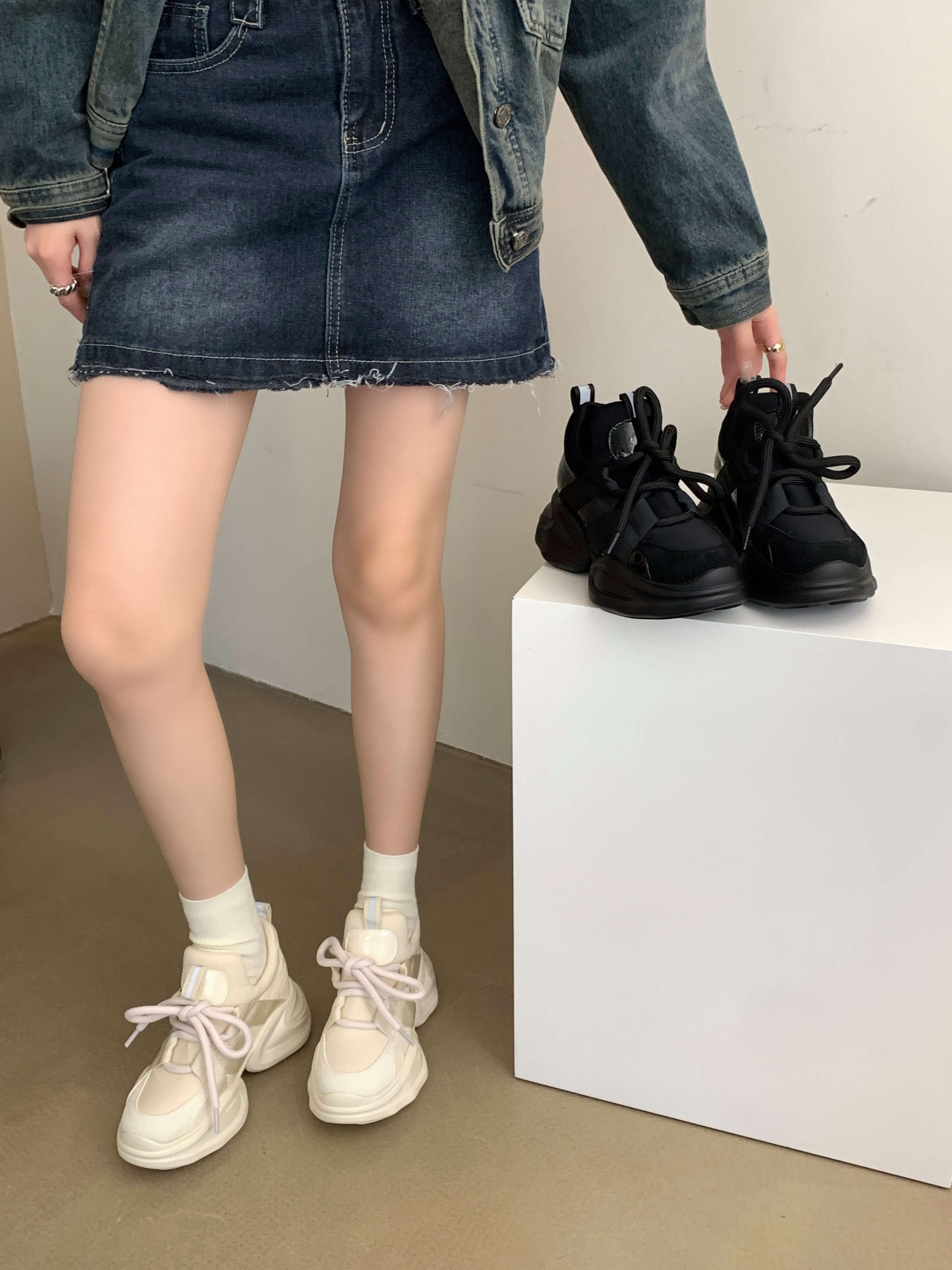 Genuine Leather Platform Sneakers for Women 2023 Autumn Casual White Shoes Thick Sole Wedge Comfortable Walking Shoes