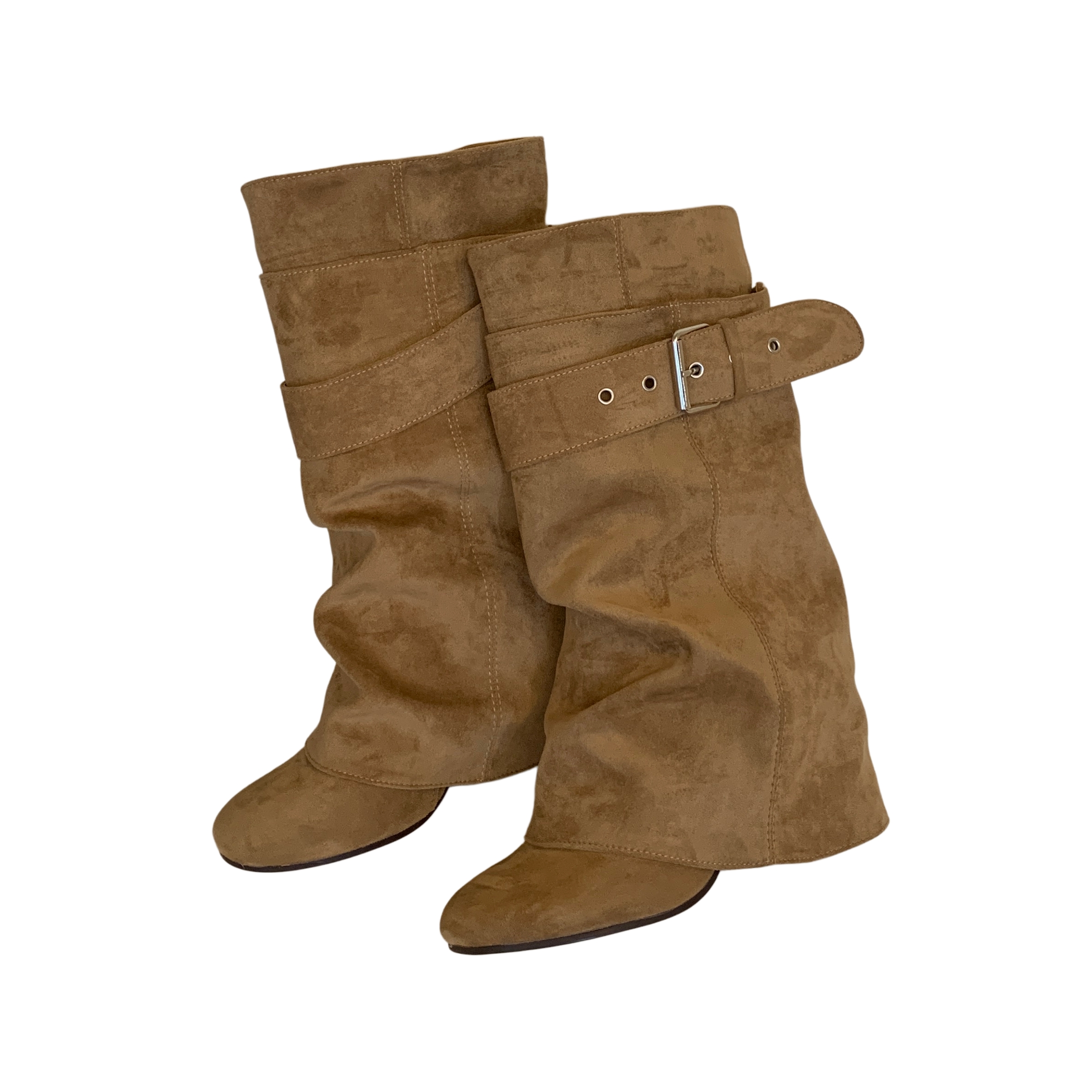 Moody Stacked Heel Boots Short Shaft Pleated 2026 SS Korean Minimalist Design Trouser Boots for Women - Image 5