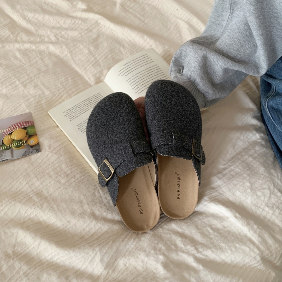 Retro Forest Wool Mule Slippers for Women - Non-Slip Low Heel Mary Jane Clogs 2025 Autumn Winter - Image 3