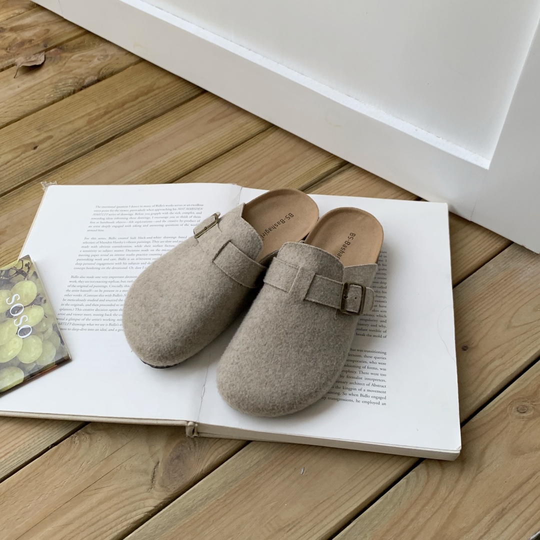 Retro Forest Wool Mule Slippers for Women - Non-Slip Low Heel Mary Jane Clogs 2025 Autumn Winter - Image 5
