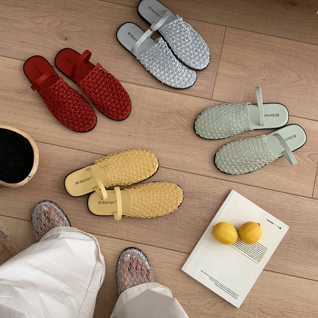 Women's Mesh Woven Closed Toe Slippers Summer 2025 New French Style Roman Sandals