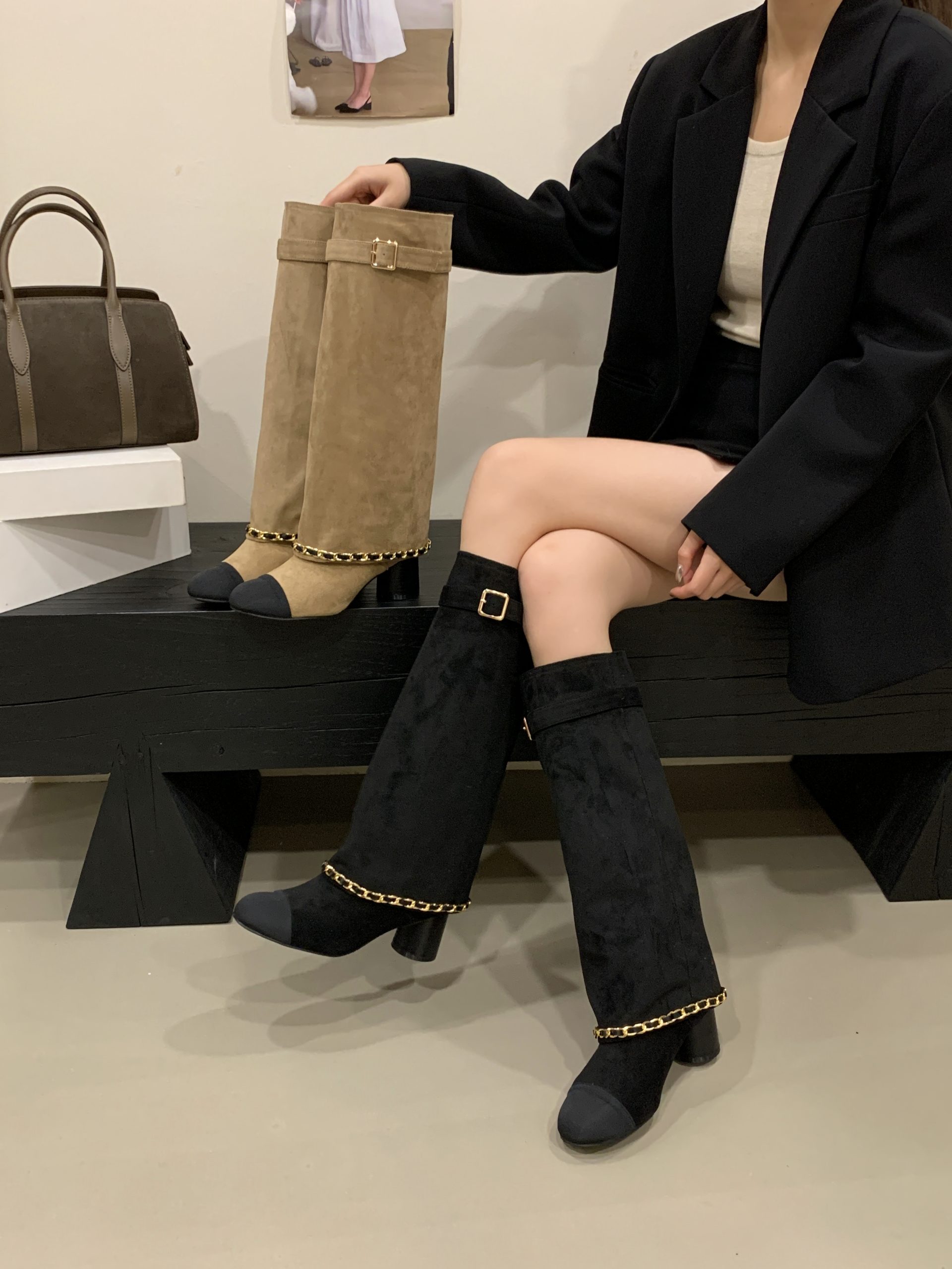 Xiaoxiang Style Slim Boots 2026 Autumn New Chunky Heel High Tube Boots for Women