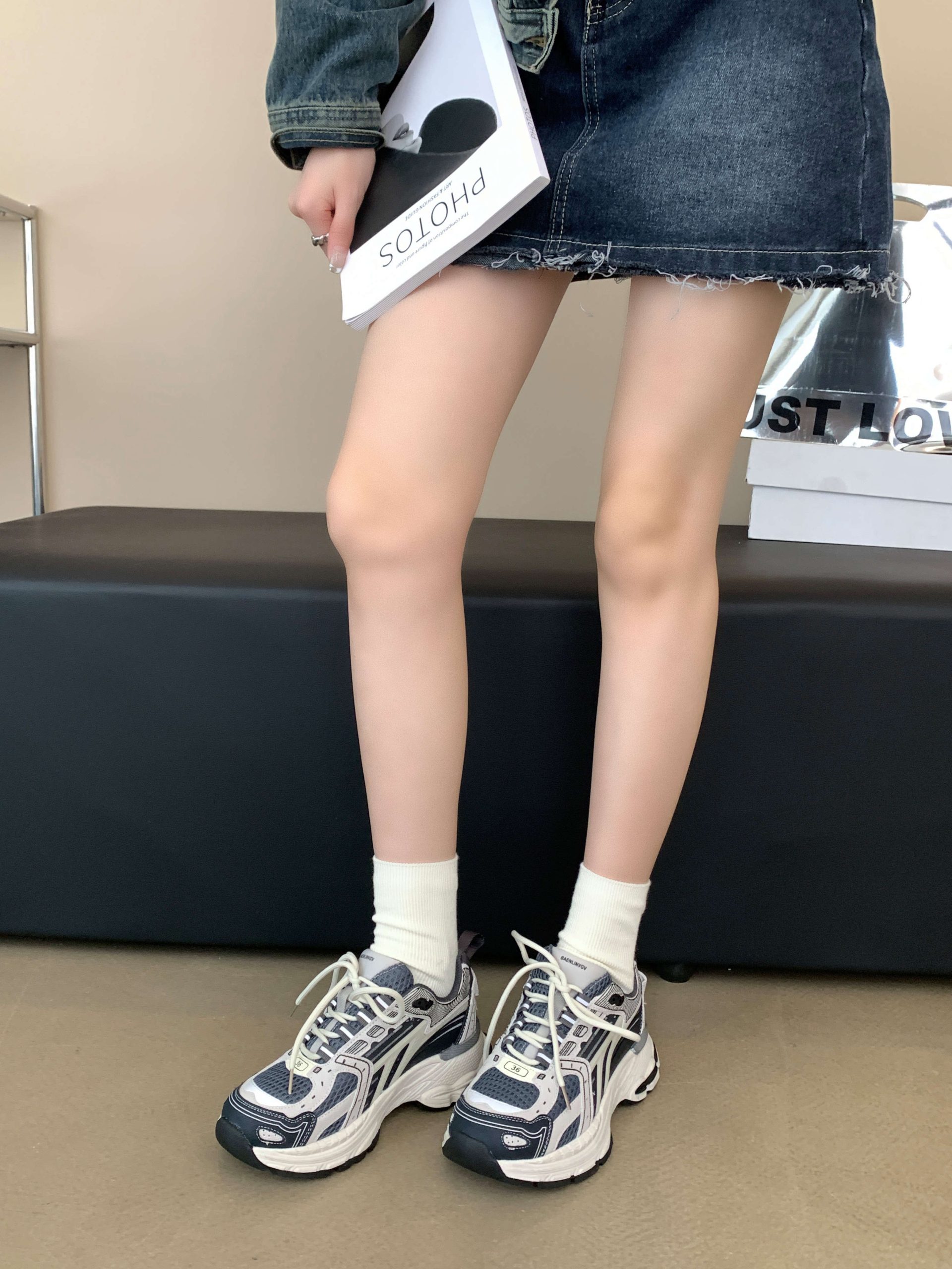 Zhuipin Women's Silver Galaxy 2023 Autumn New Breathable Sports Casual Shoes Elevated Thick Sole Dad Shoes - Image 3